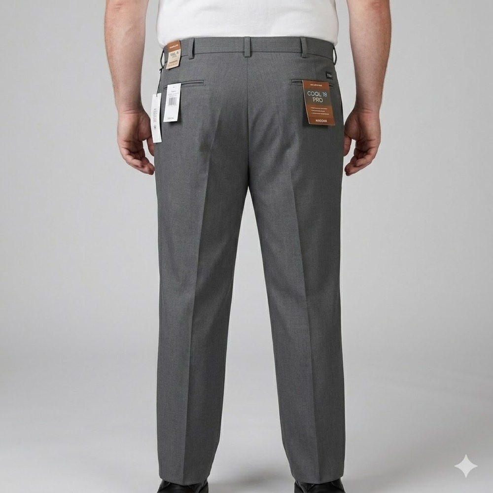 Haggar Cool 18 Pro Dress Pants Classic Fit Stretch 36x30 Grey NWT